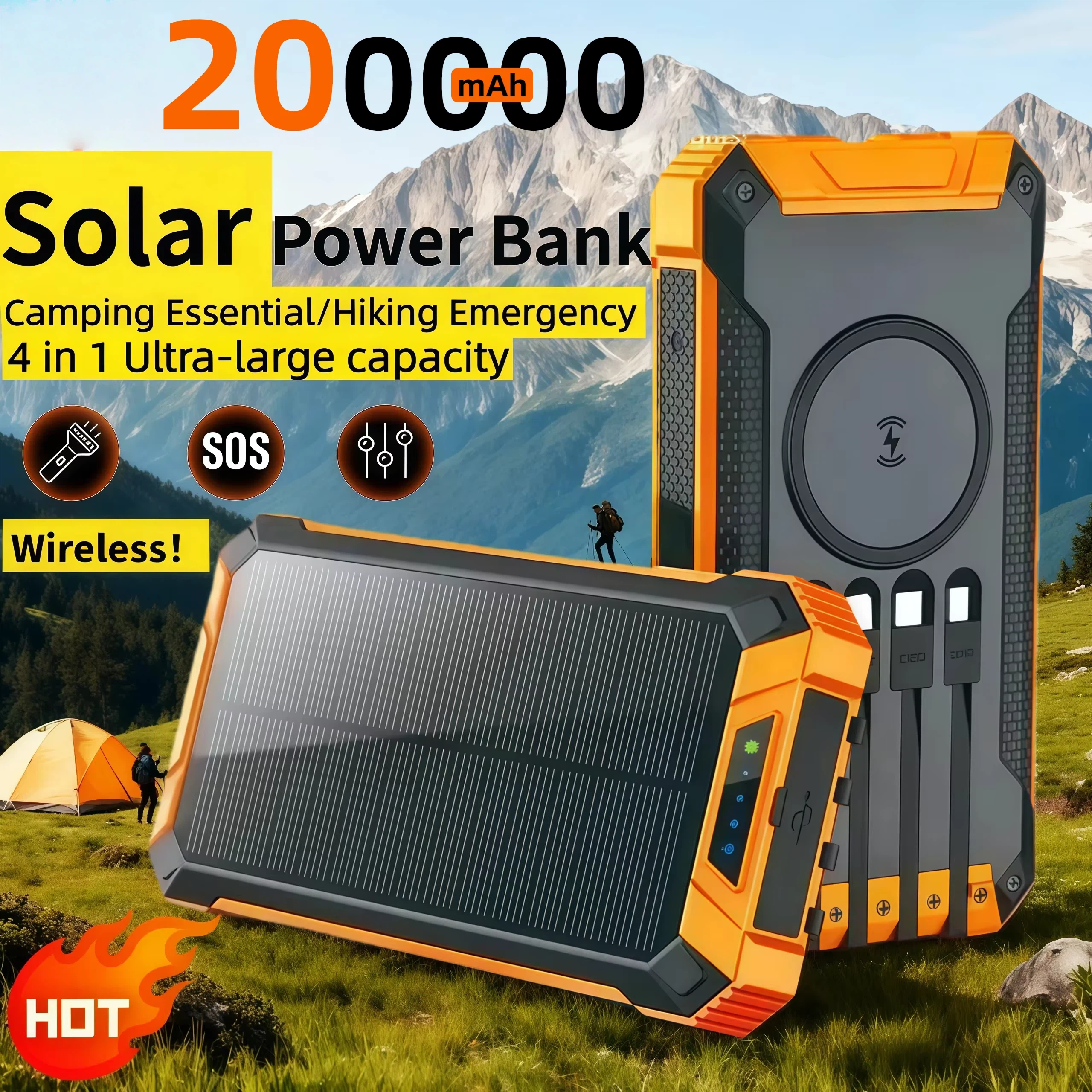 Outdoor Power Board Box - Solar Wireless Power Bank 200000mAh Large