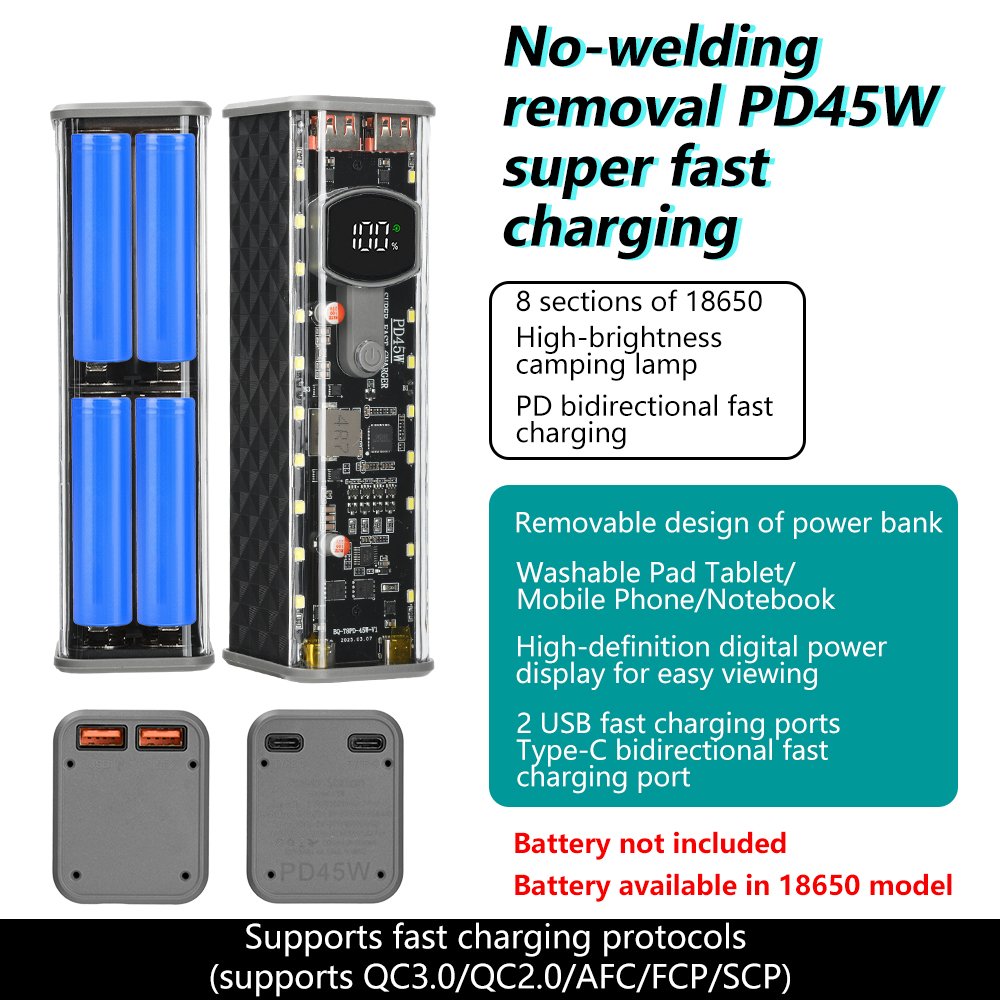Solderless 8-cell 18650 batter - Outdoor Power Board Box incelemesi ve fiyatı