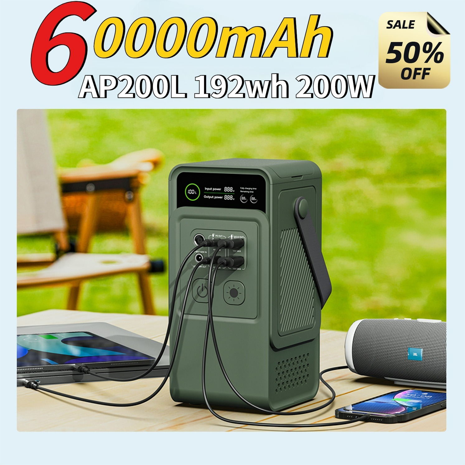 60000mAh 200W 192Wh Camping Po - Outdoor Power Source incelemesi ve fiyatı